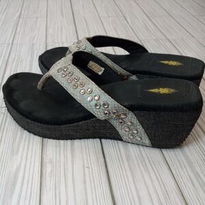 Volatile Y2K Studded Gemstone Platform Wedge Sandals